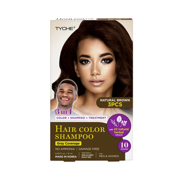 Tyche 3-in-1 Hair Color Shampoo – Natural Brown HLSM04 - ANNS BEAUTY SUPPLY